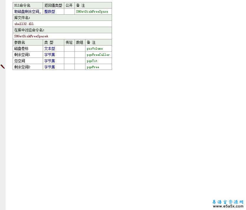 易语言取磁盘剩余空间