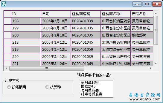 易语言ACCESS数据库分类统计