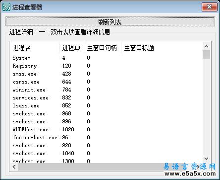 易语言枚举进程PID源码