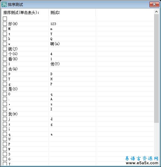 易语言超级列表框首字母排序源码