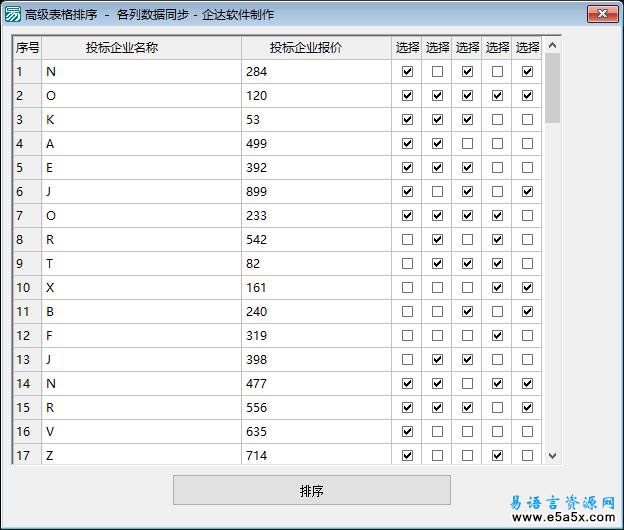 易语言高级表格各列同步排序源码